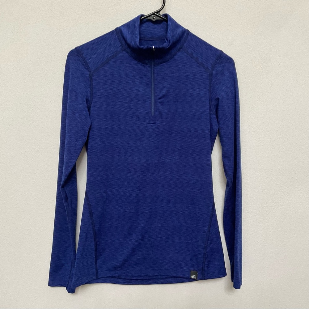 REI Co-Op Heathered Royal Blue Quarter Zip Quick Dry Fabric Jacket Size XS